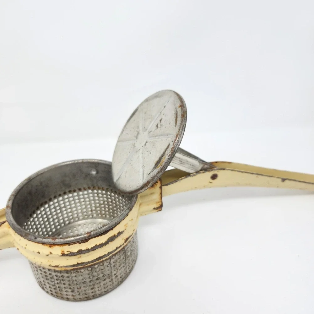 Vintage Enameled‎ Metal Potato Ricer, Kitchen Tool